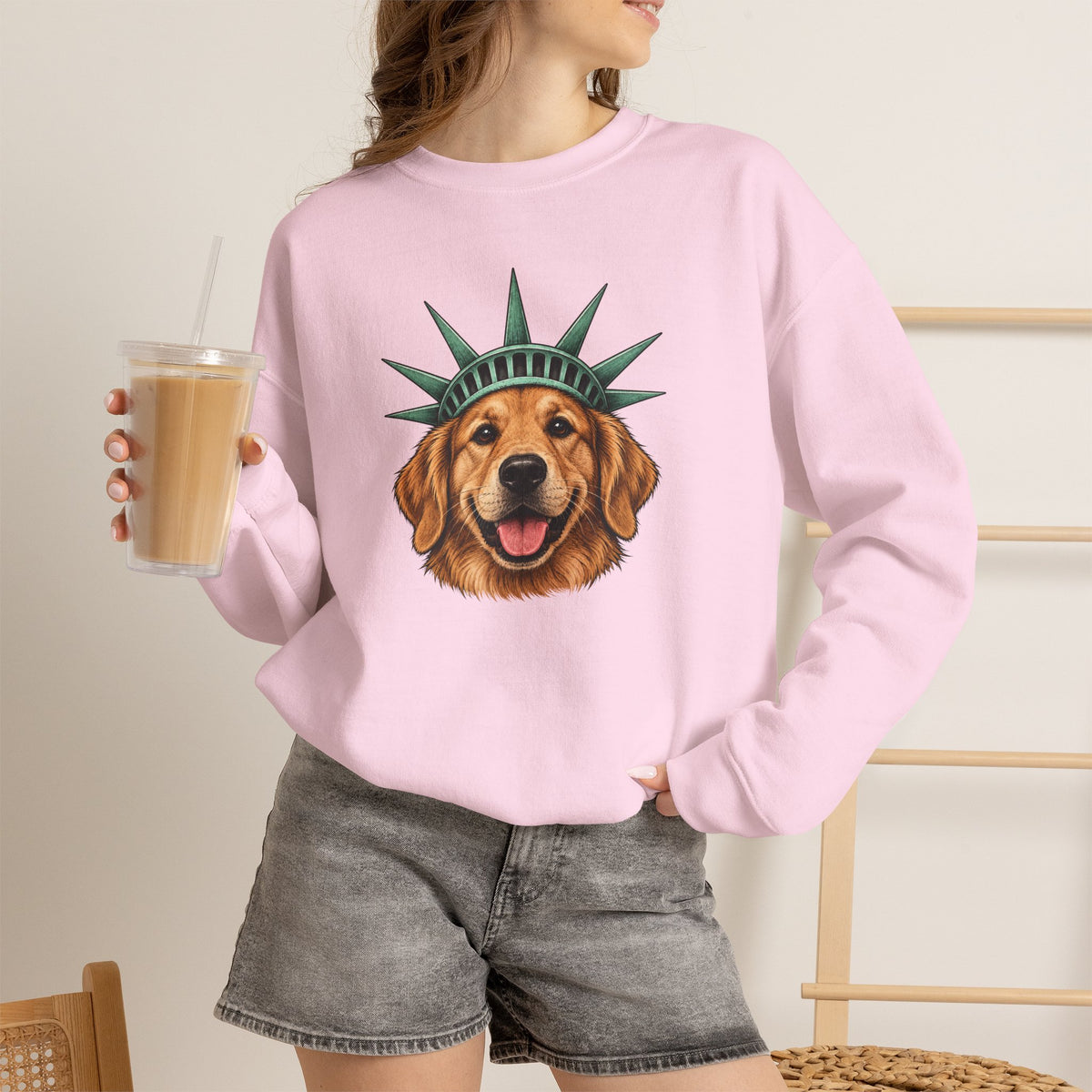 Golden Retriever Statue of Liberty Sweatshirt