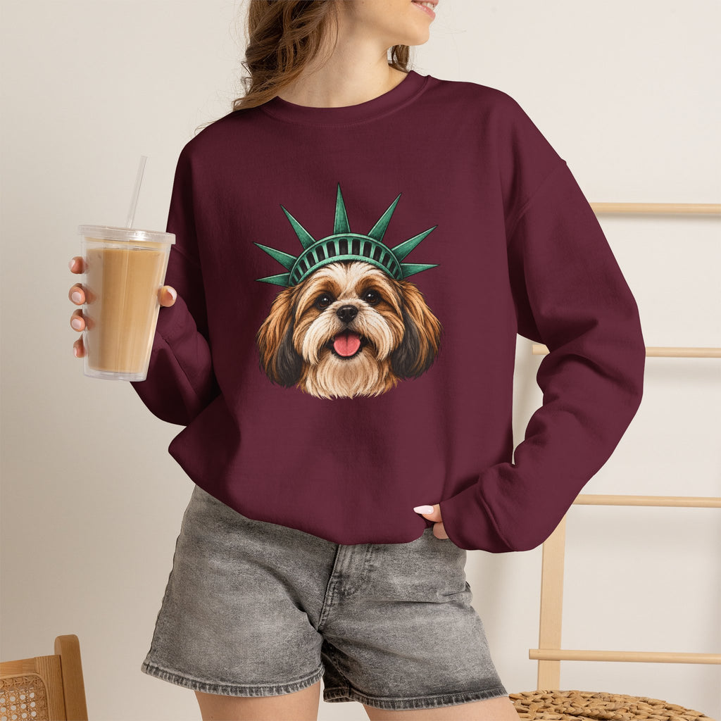 Shih Tzu Statue of Liberty Sweatshirt