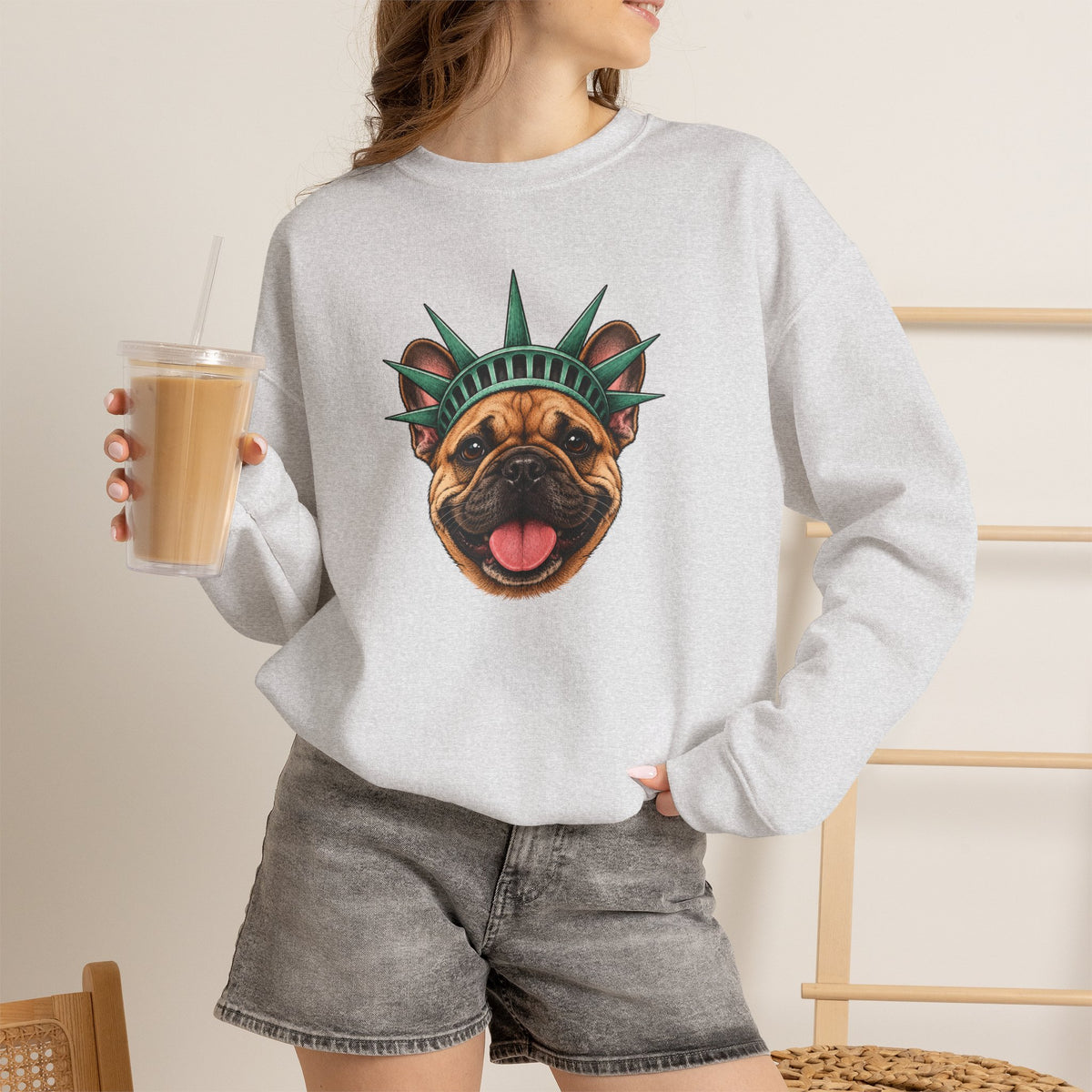 French Bulldog Statue of Liberty Sweatshirt