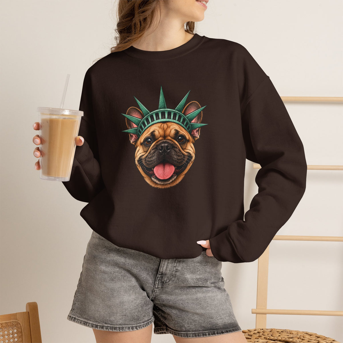 French Bulldog Statue of Liberty Sweatshirt