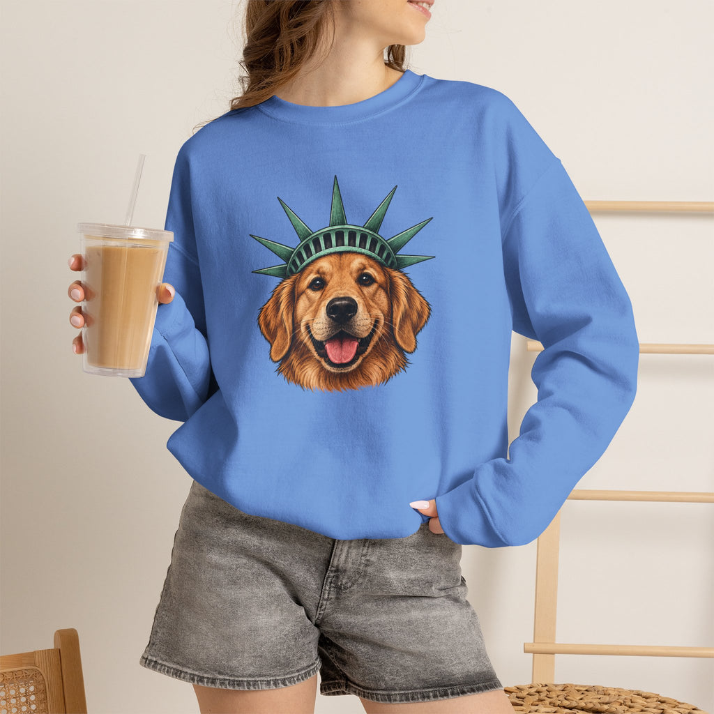 Golden Retriever Statue of Liberty Sweatshirt
