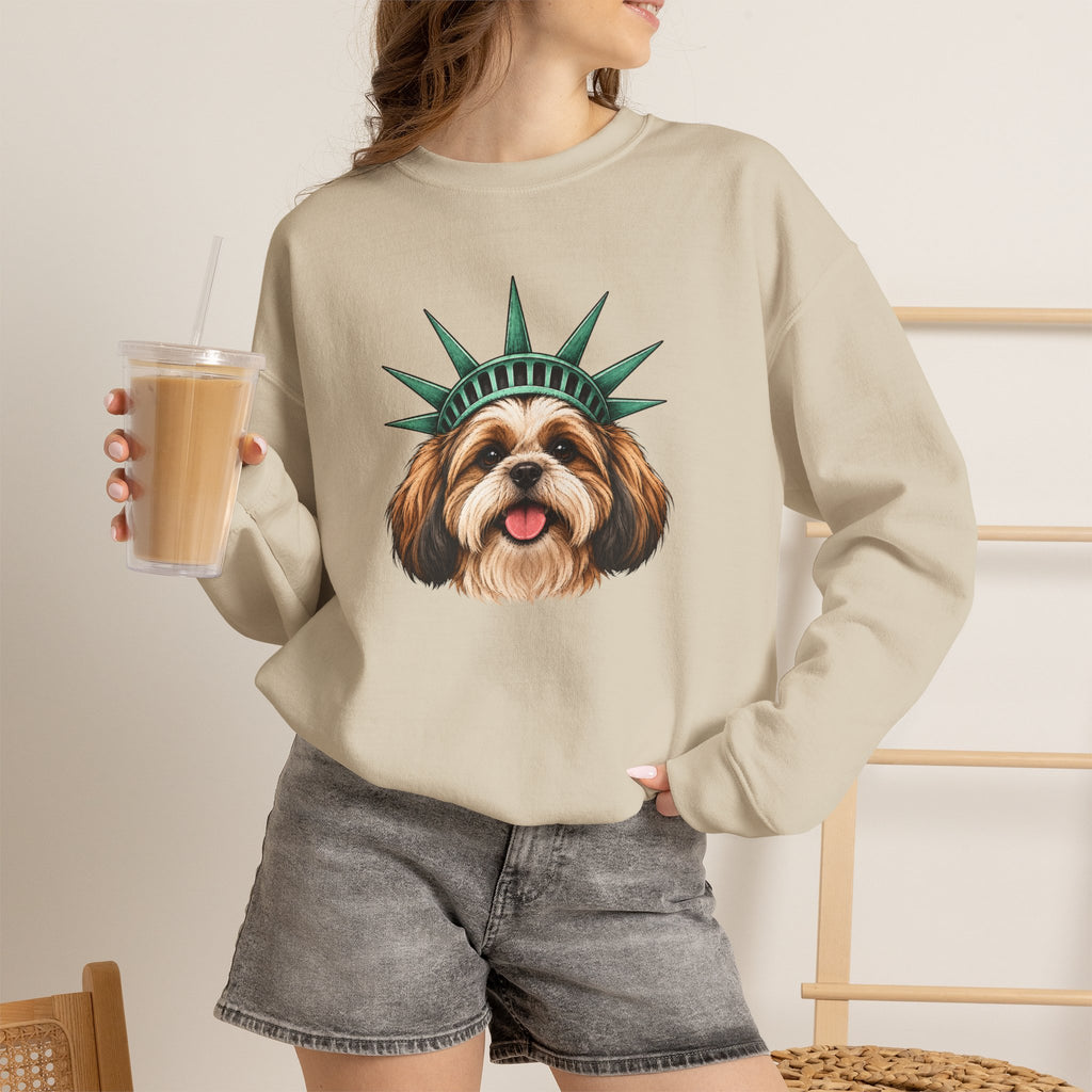 Shih Tzu Statue of Liberty Sweatshirt