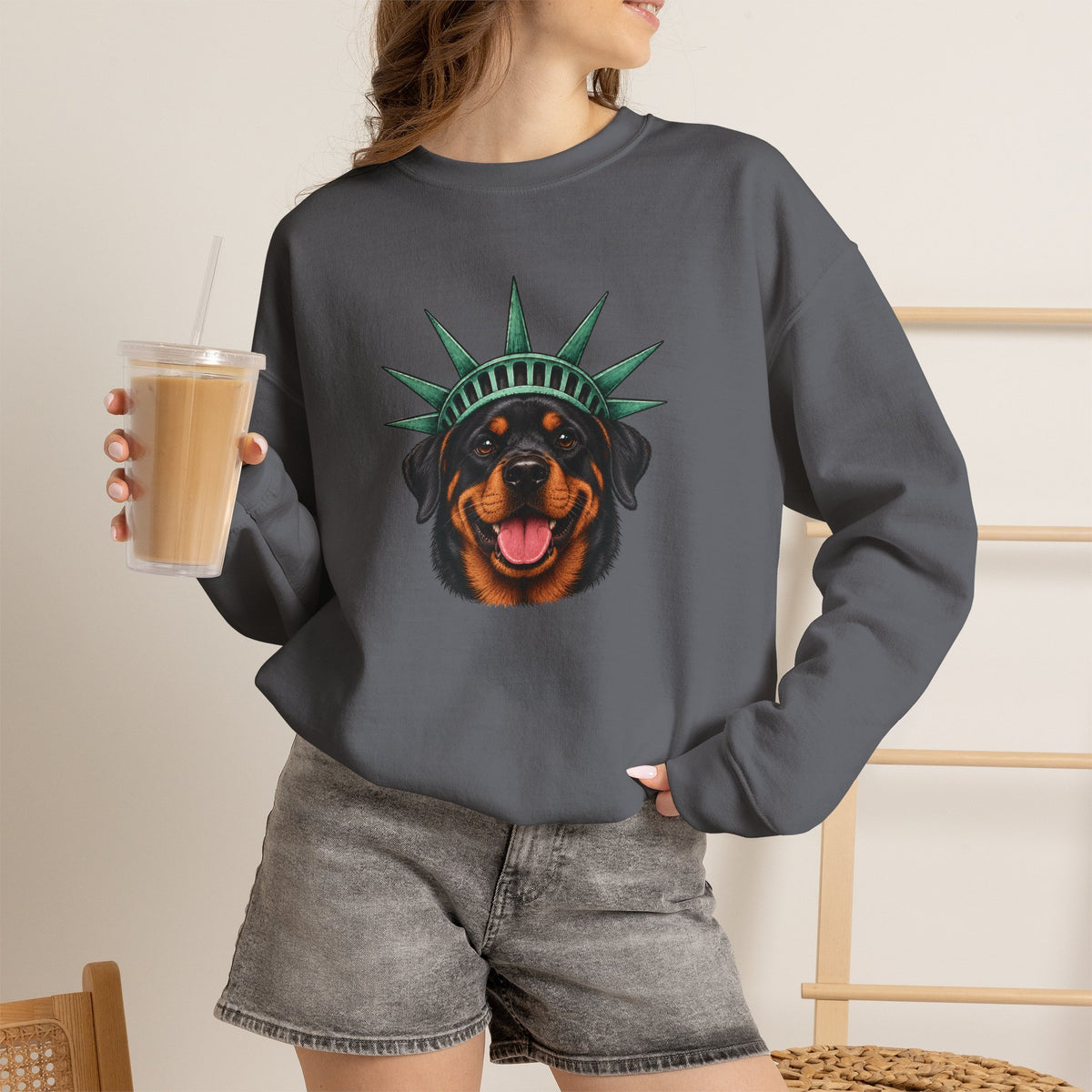 Rottweiler Statue of Liberty Sweatshirt