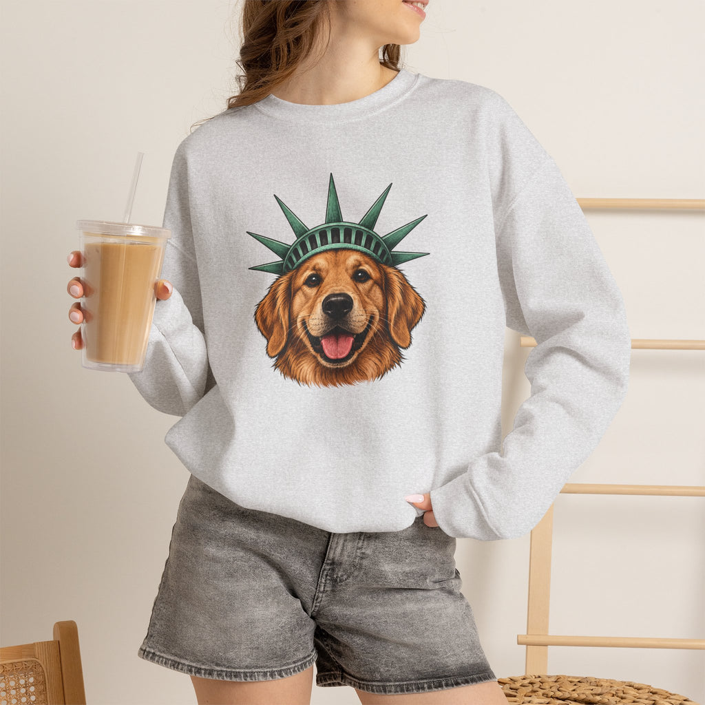 Golden Retriever Statue of Liberty Sweatshirt