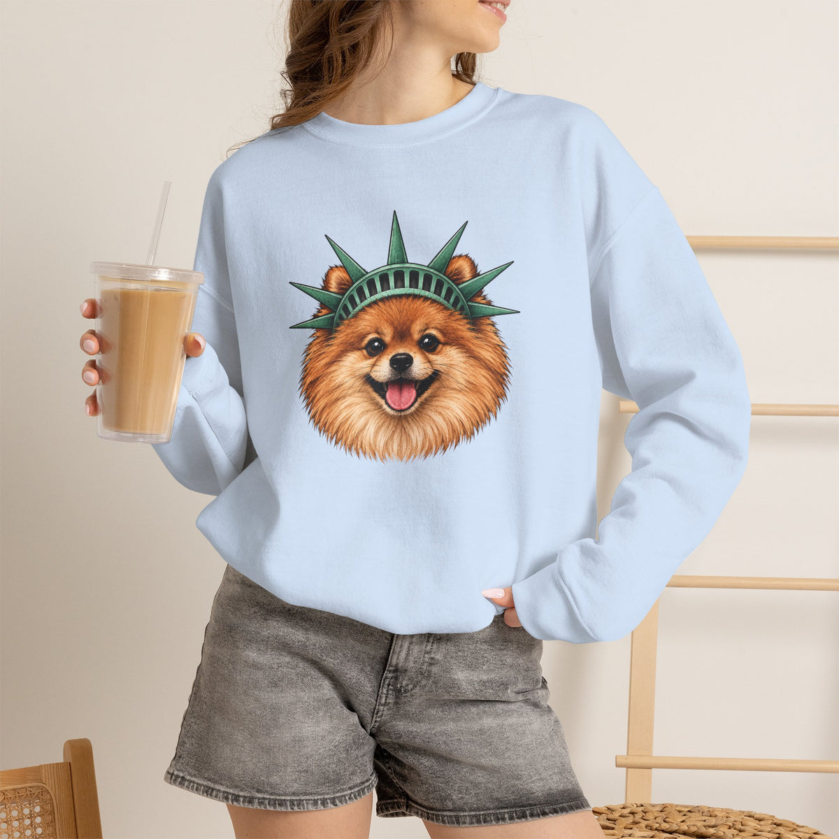 Pomeranian Statue of Liberty Sweatshirt