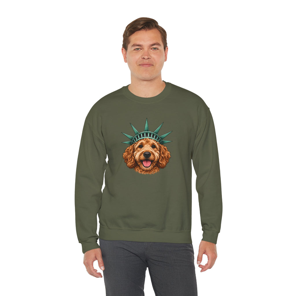 Goldendoodle Statue of Liberty Sweatshirt