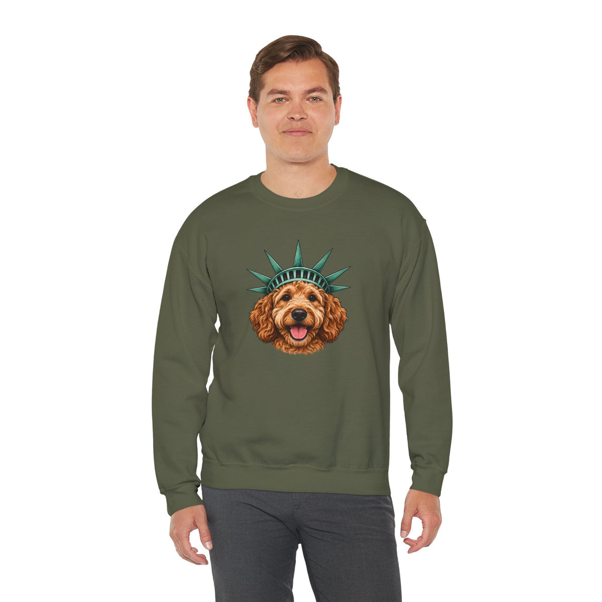 Goldendoodle Statue of Liberty Sweatshirt