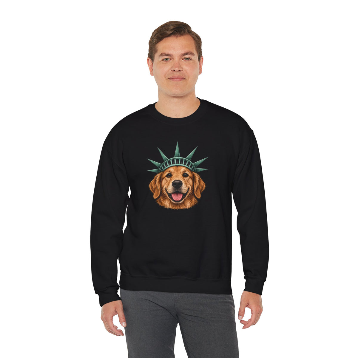 Golden Retriever Statue of Liberty Sweatshirt