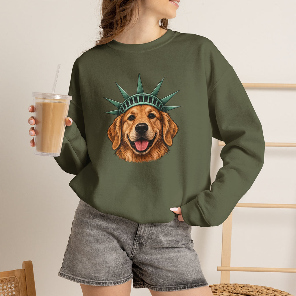 Golden Retriever Statue of Liberty Sweatshirt