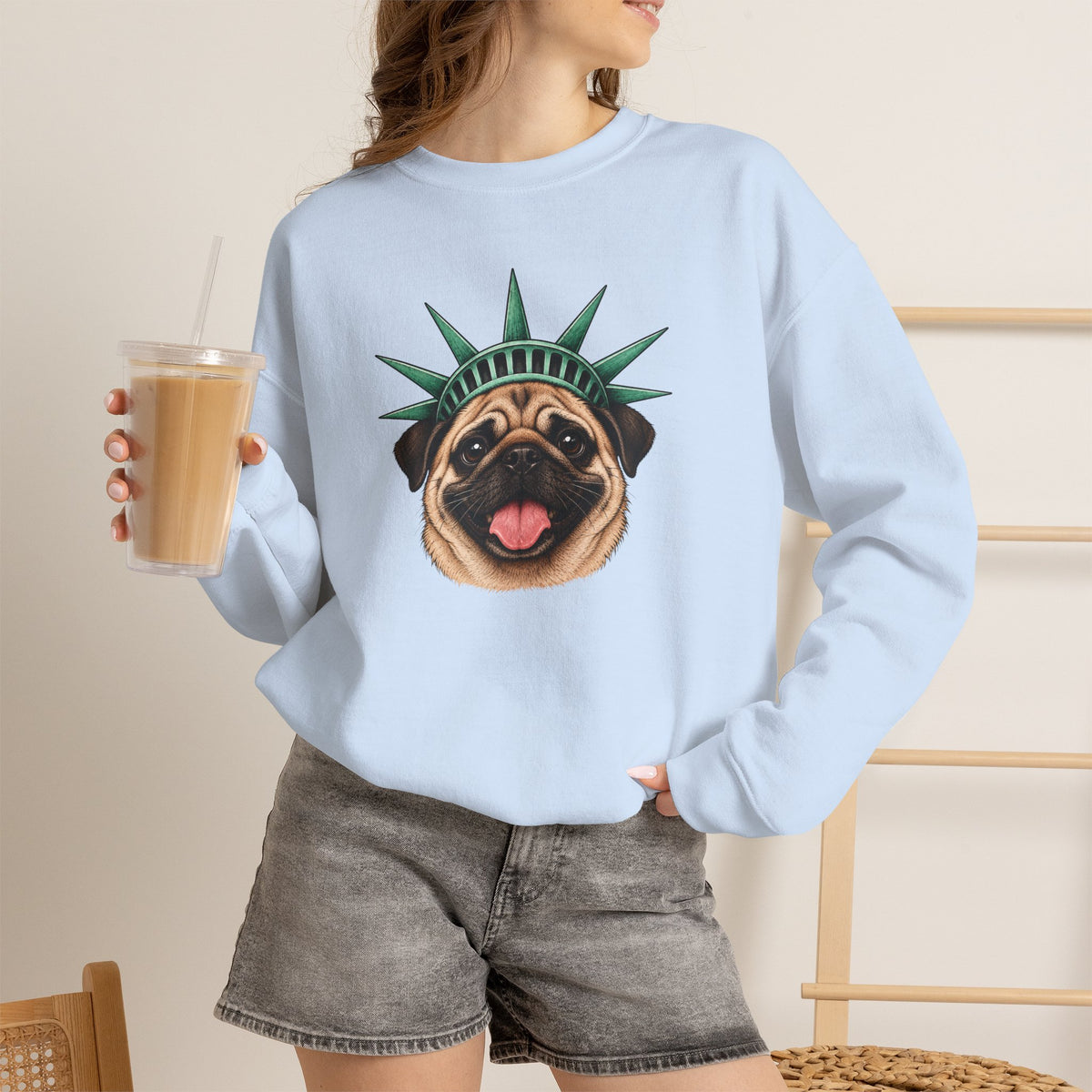 Pug Statue of Liberty Sweatshirt