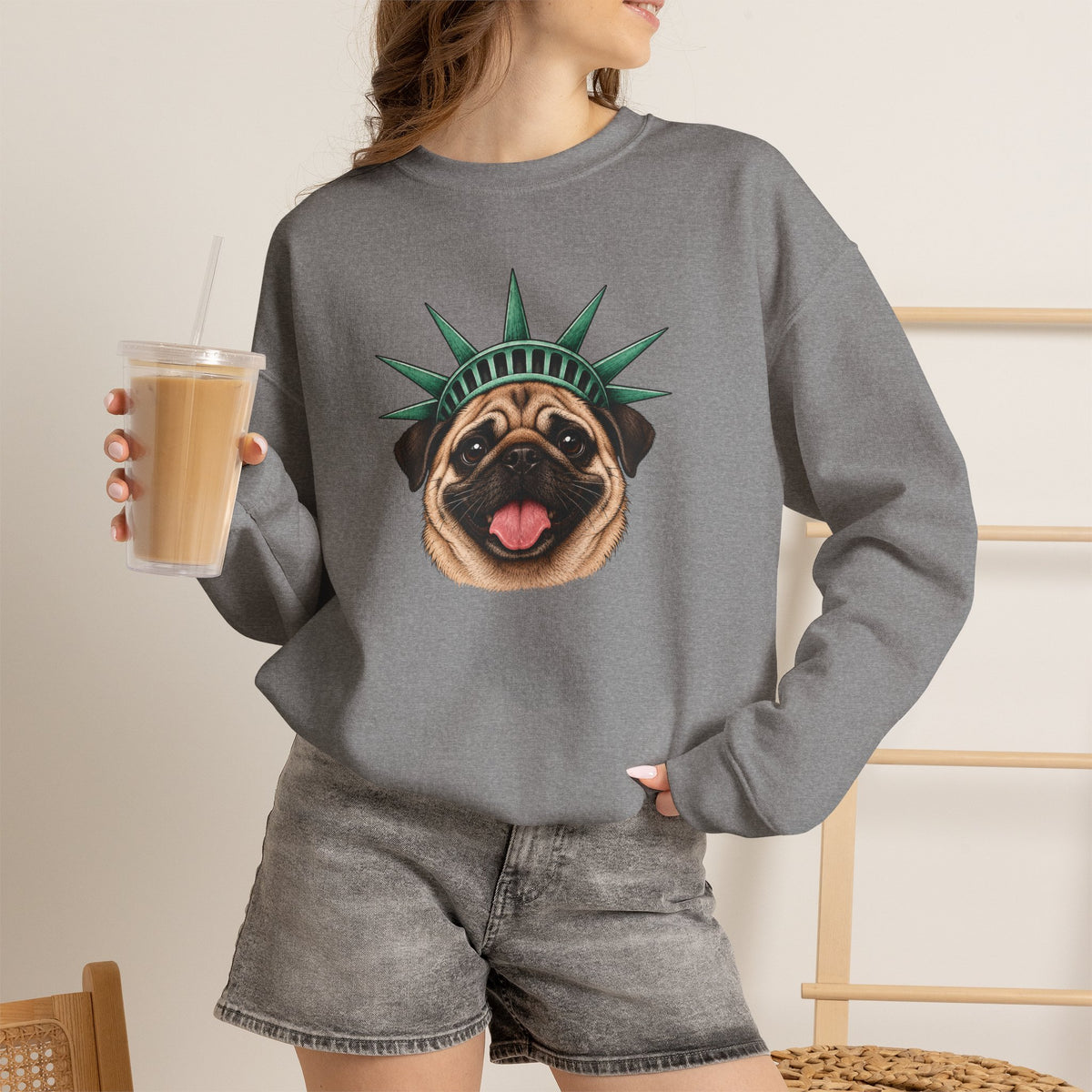 Pug Statue of Liberty Sweatshirt