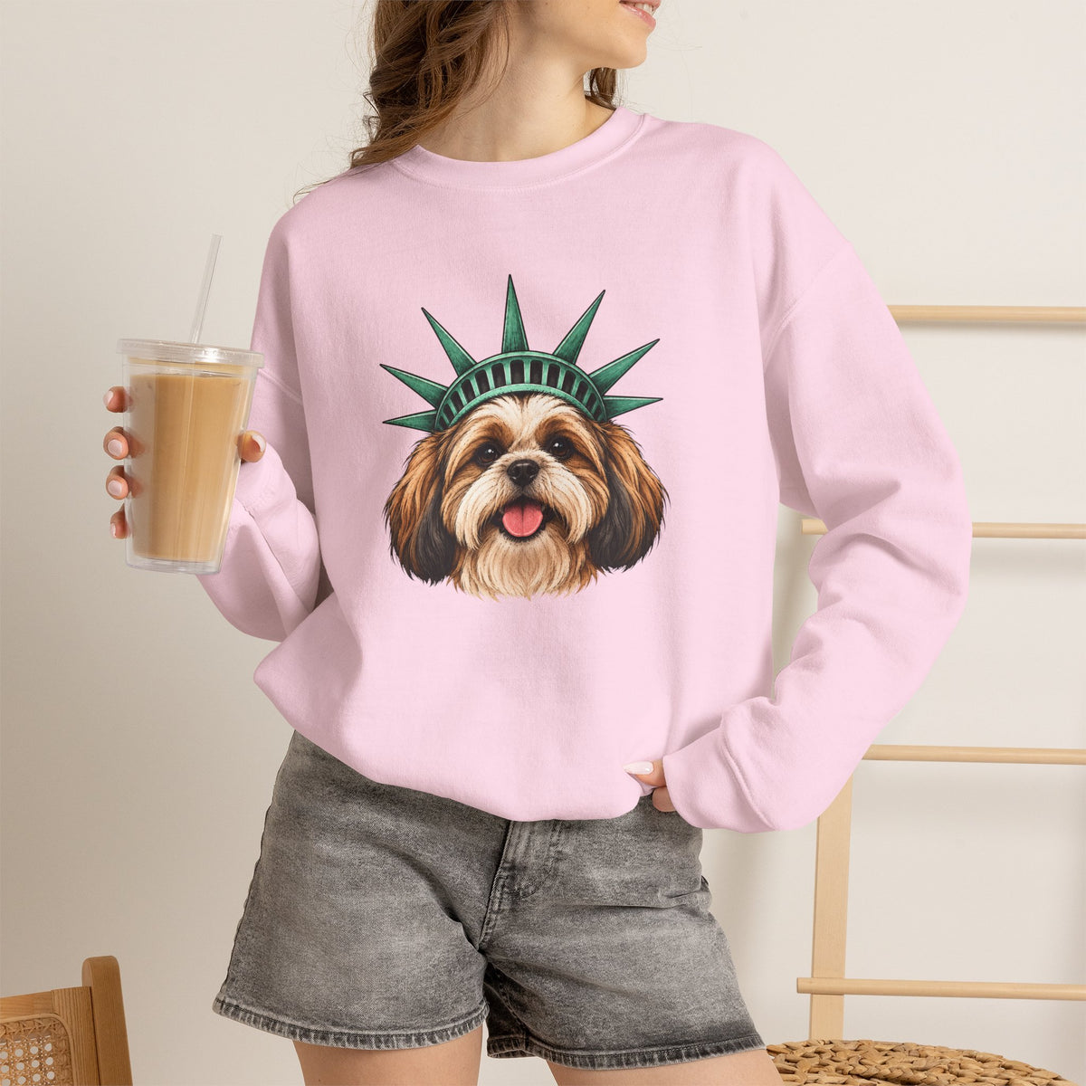 Shih Tzu Statue of Liberty Sweatshirt