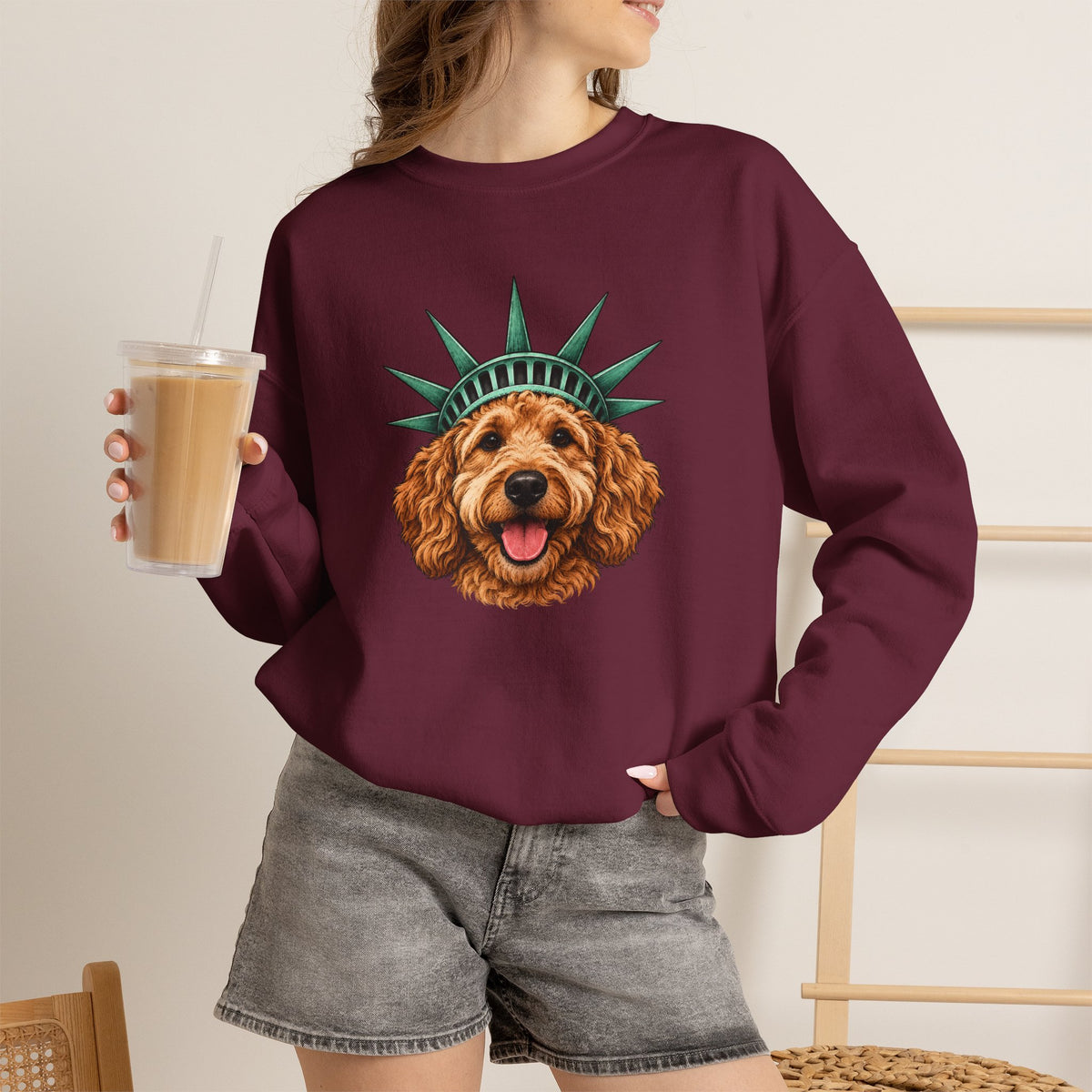 Goldendoodle Statue of Liberty Sweatshirt