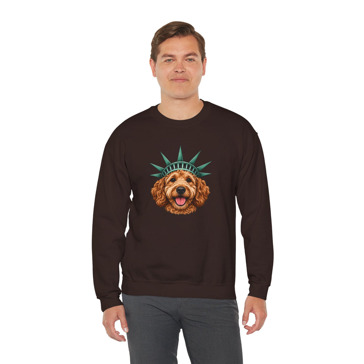 Goldendoodle Statue of Liberty Sweatshirt
