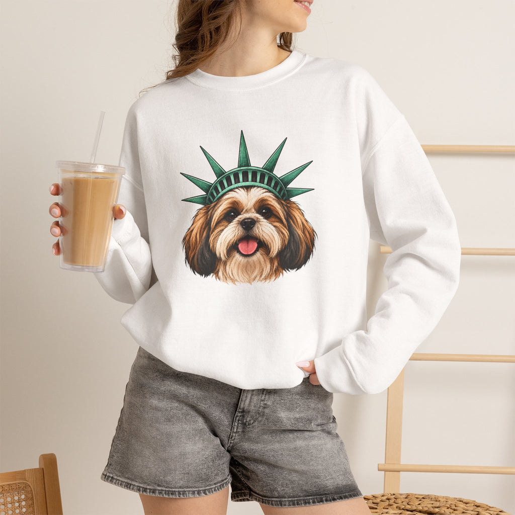 Shih Tzu Statue of Liberty Sweatshirt