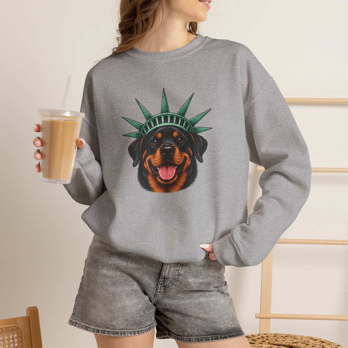 Rottweiler Statue of Liberty Sweatshirt