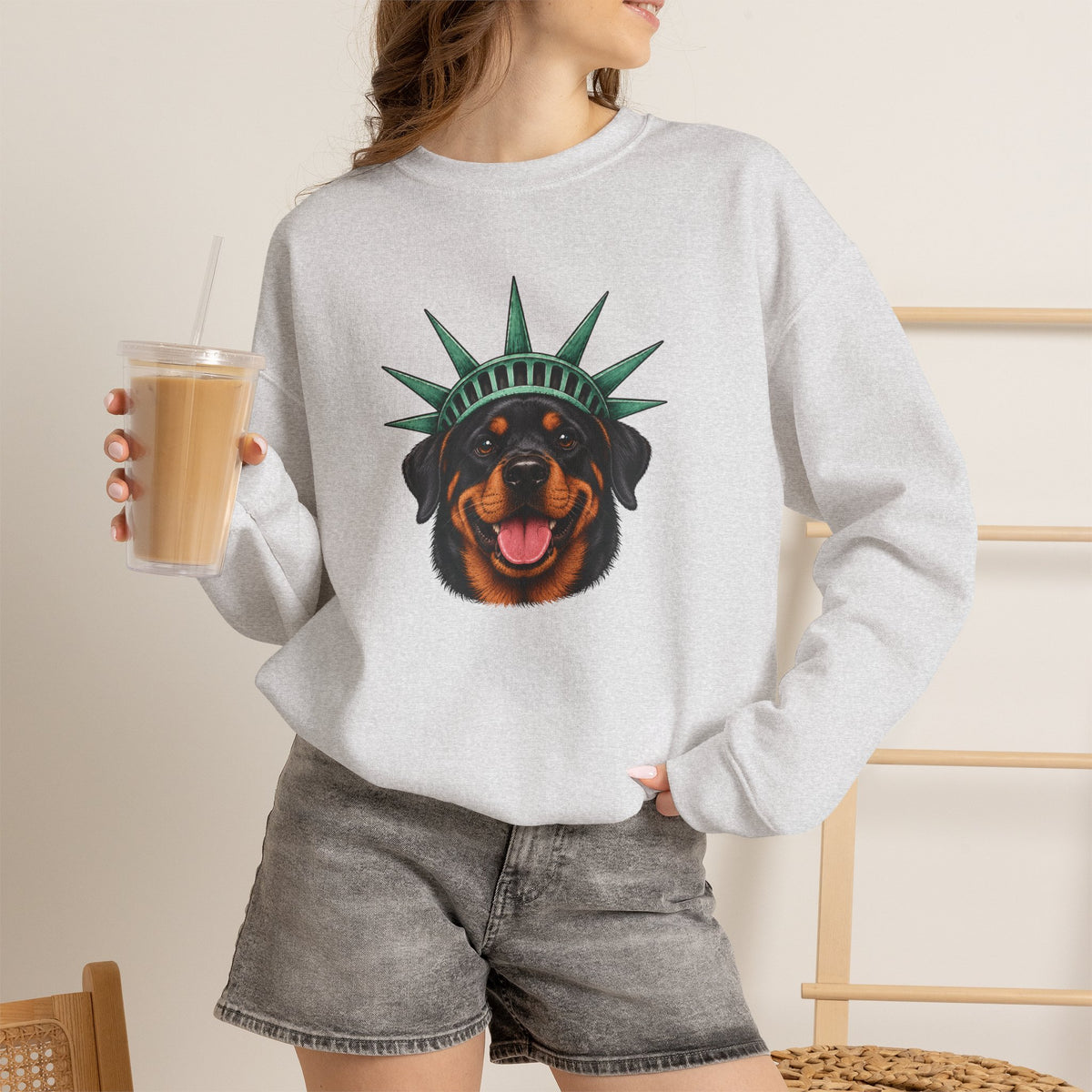 Rottweiler Statue of Liberty Sweatshirt