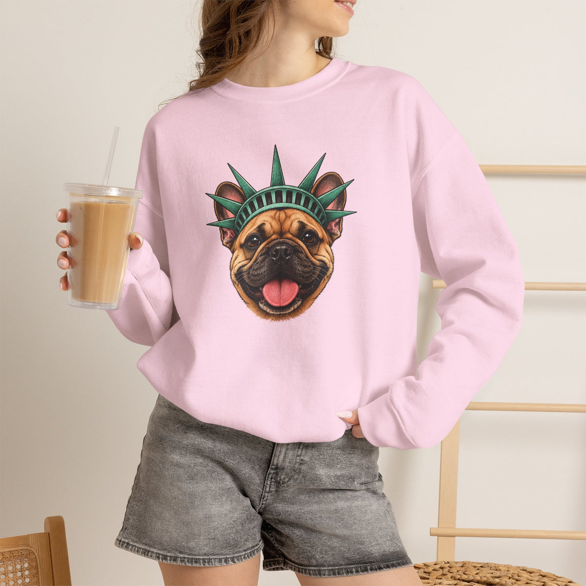 French Bulldog Statue of Liberty Sweatshirt