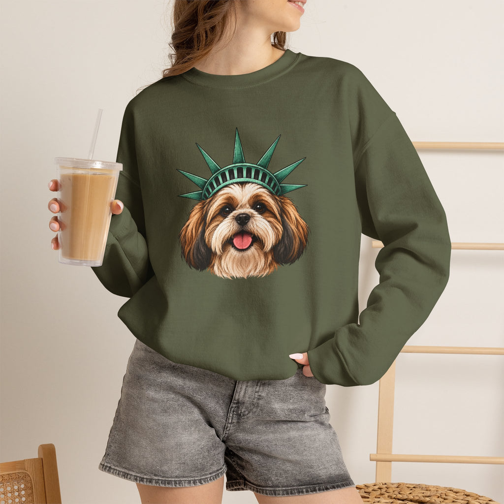 Shih Tzu Statue of Liberty Sweatshirt