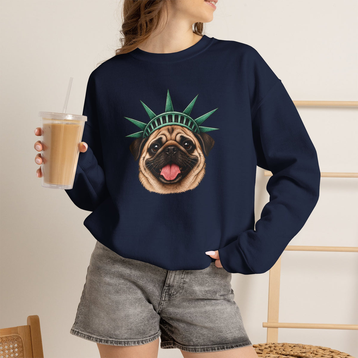 Pug Statue of Liberty Sweatshirt