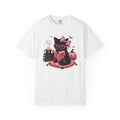 Cute Pink Halloween Cat Shirt, Spooky Book Lover Tee, Ghost Reading Cat Graphic T-Shirt