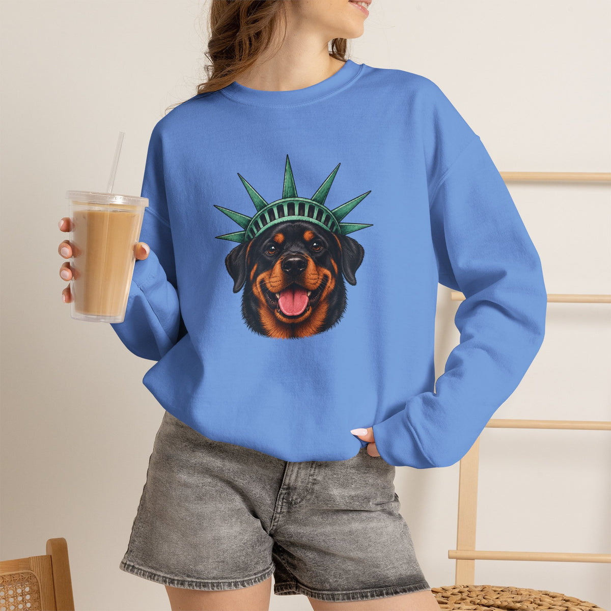 Rottweiler Statue of Liberty Sweatshirt