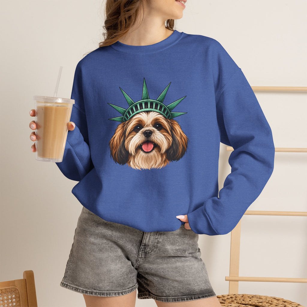 Shih Tzu Statue of Liberty Sweatshirt