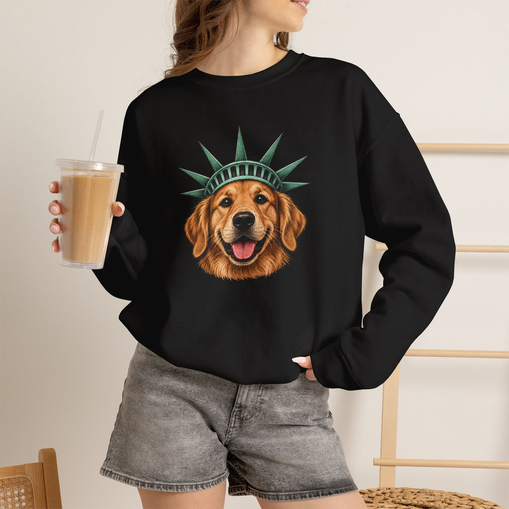 Golden Retriever Statue of Liberty Sweatshirt