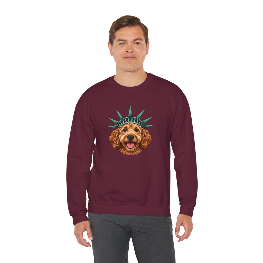 Goldendoodle Statue of Liberty Sweatshirt