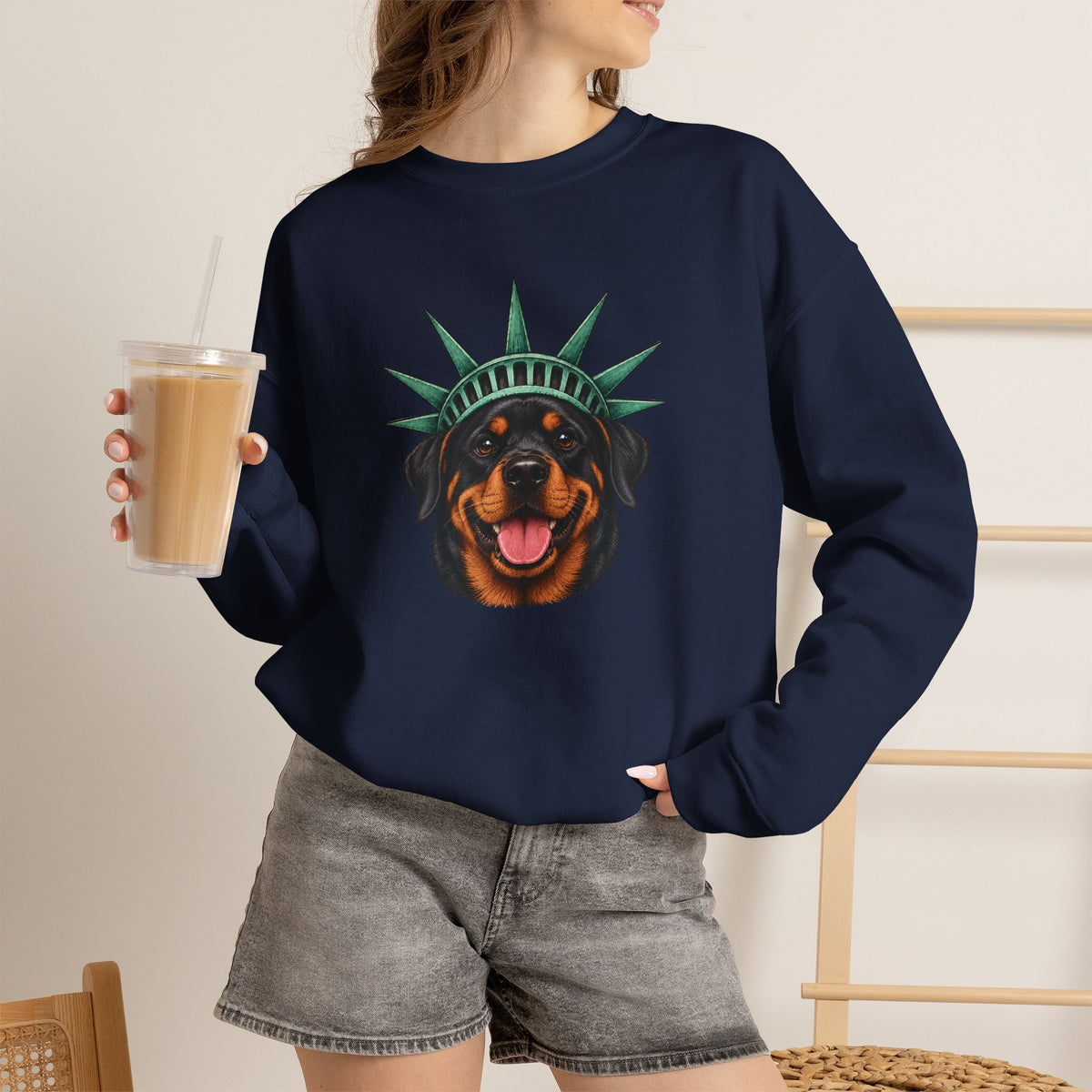 Rottweiler Statue of Liberty Sweatshirt