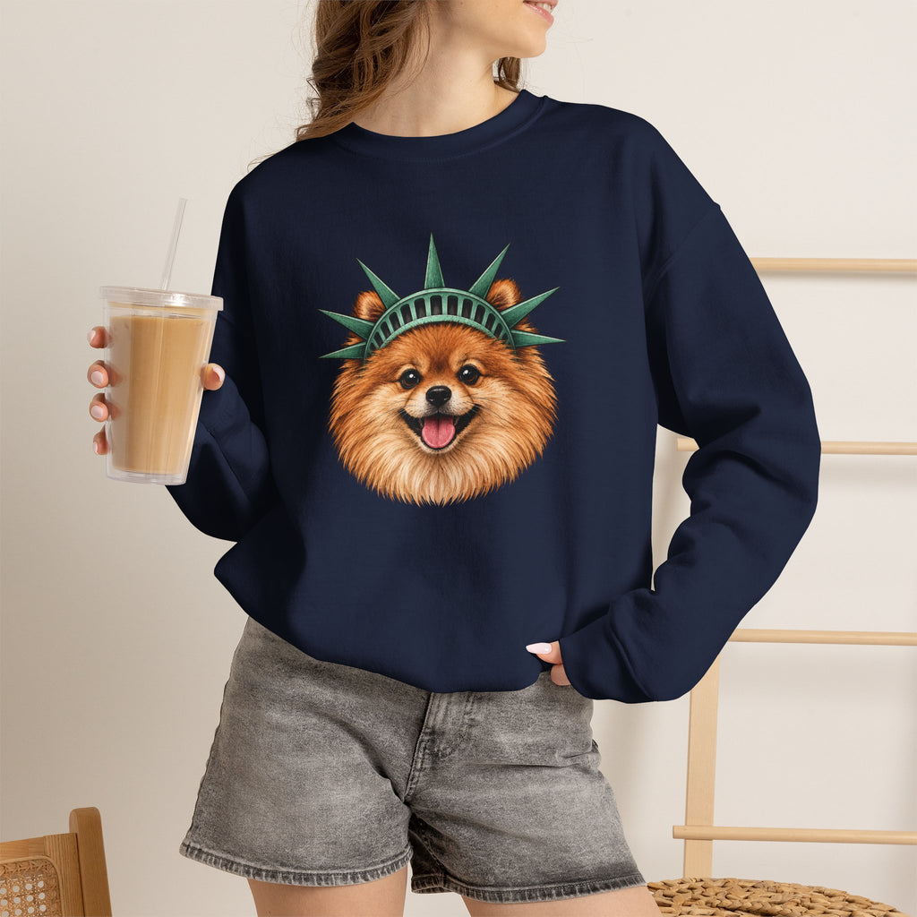 Pomeranian Statue of Liberty Sweatshirt