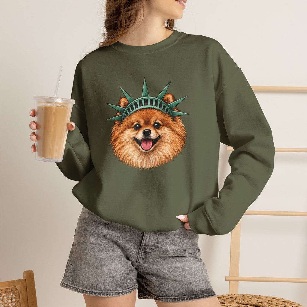 Pomeranian Statue of Liberty Sweatshirt