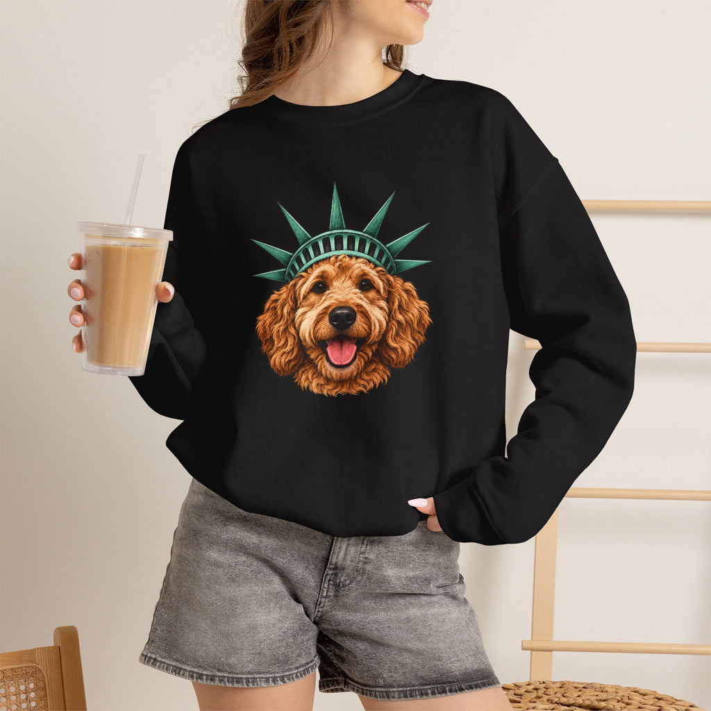 Goldendoodle Statue of Liberty Sweatshirt