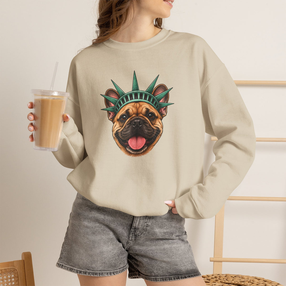 French Bulldog Statue of Liberty Sweatshirt