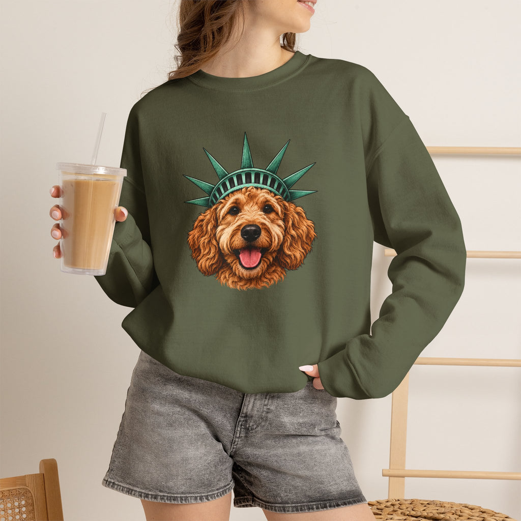 Goldendoodle Statue of Liberty Sweatshirt