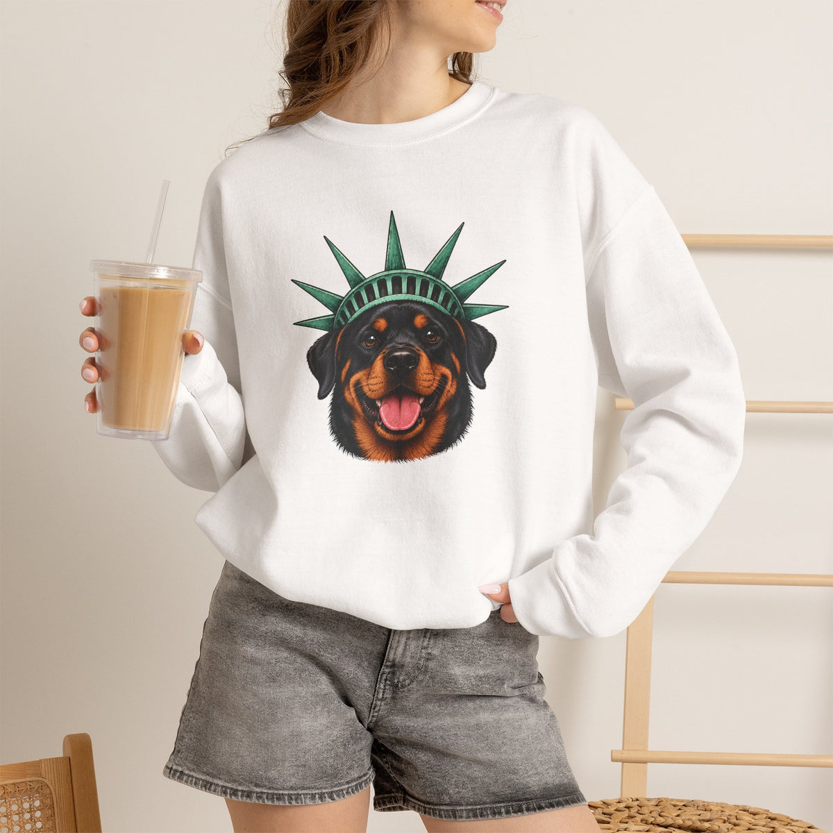 Rottweiler Statue of Liberty Sweatshirt