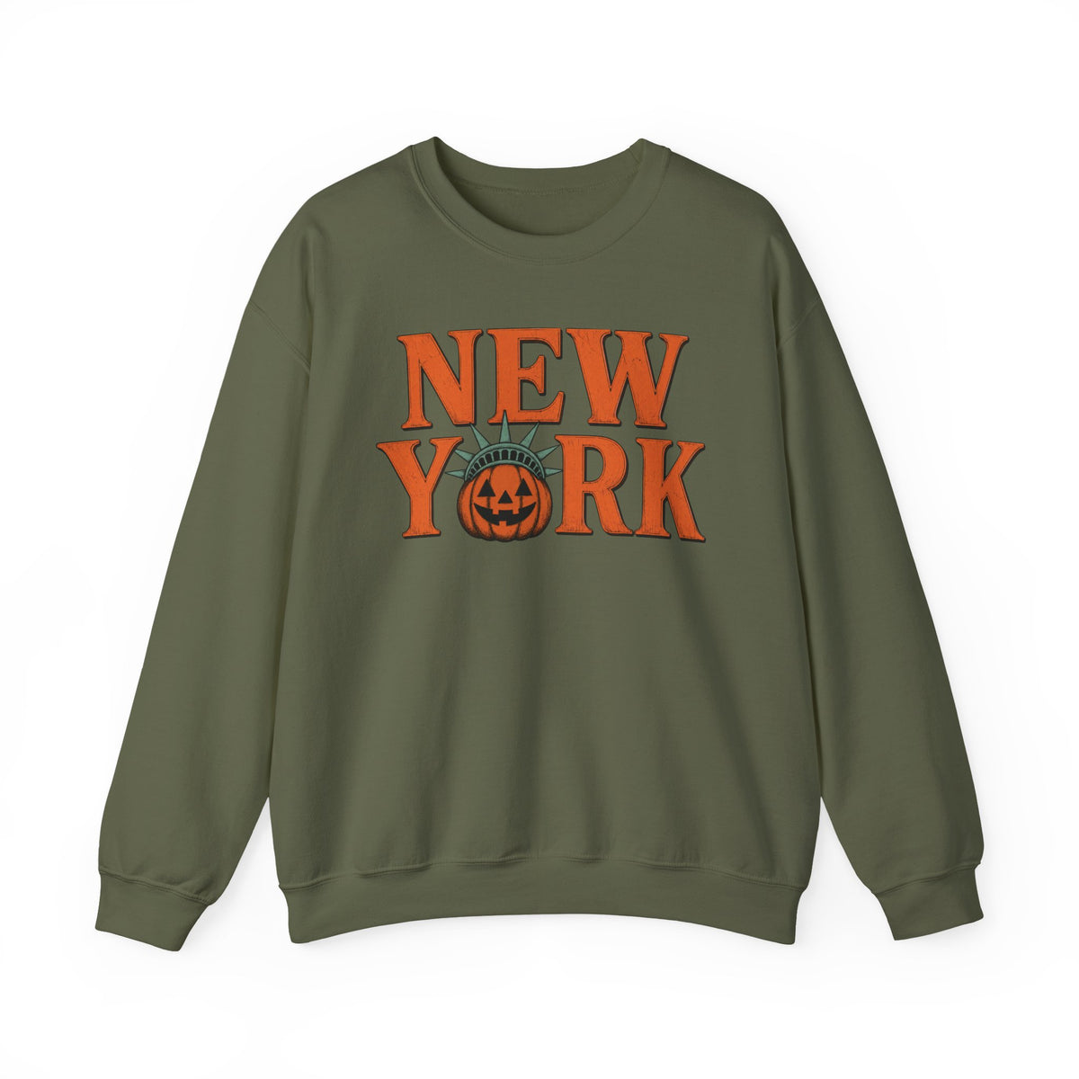 New York Pumpkin Statue Crewneck Sweatshirt | NYC Halloween