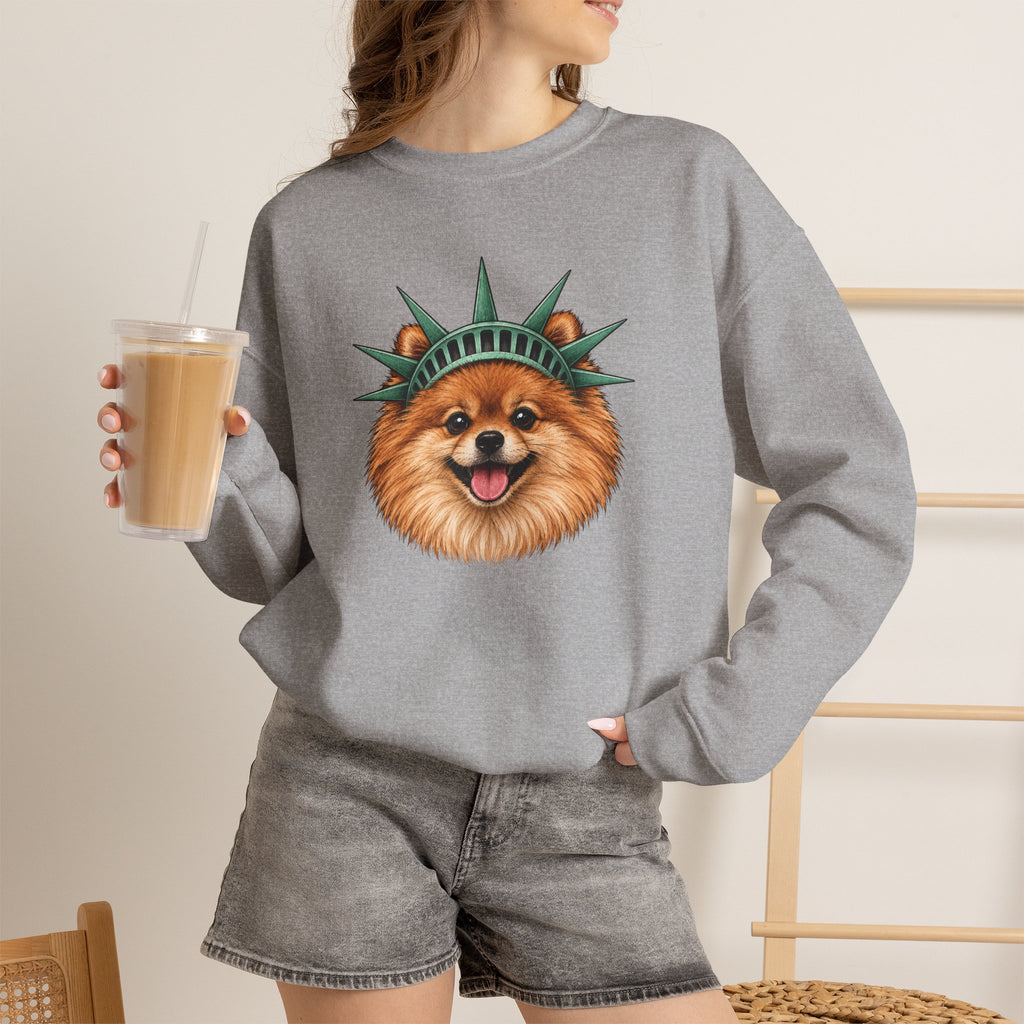 Pomeranian Statue of Liberty Sweatshirt