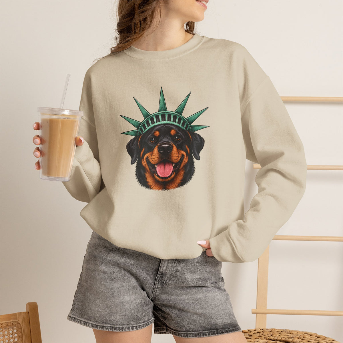 Rottweiler Statue of Liberty Sweatshirt