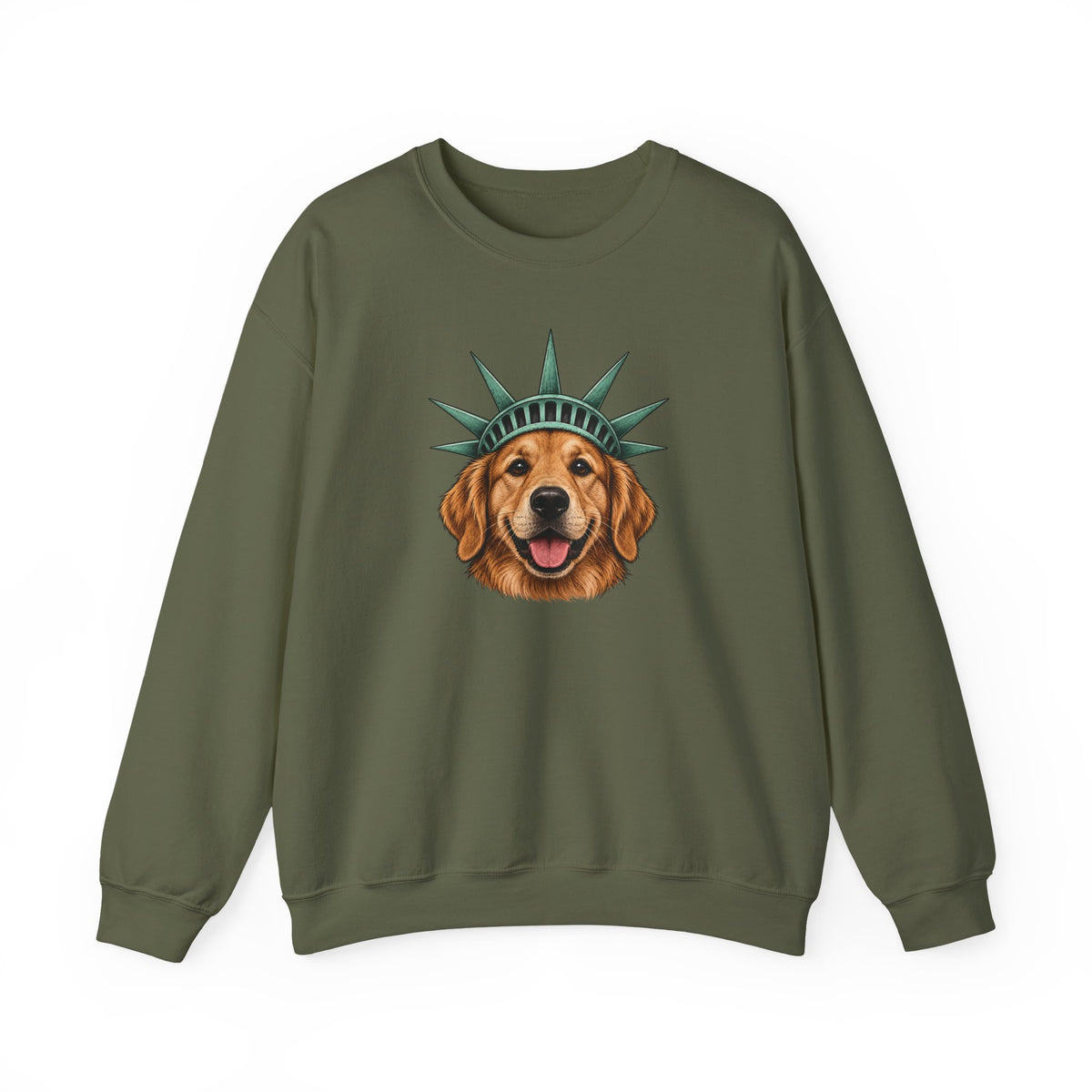 Golden Retriever Statue of Liberty Sweatshirt