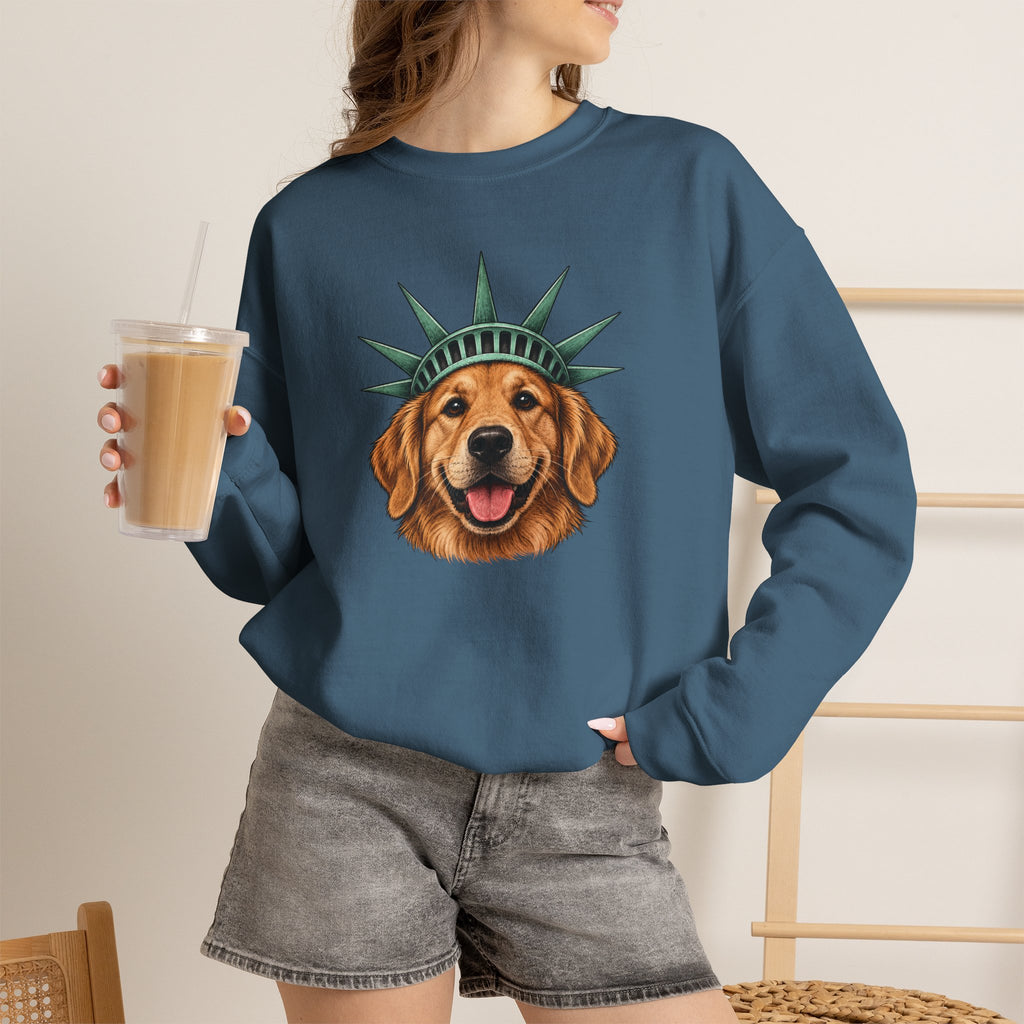 Golden Retriever Statue of Liberty Sweatshirt