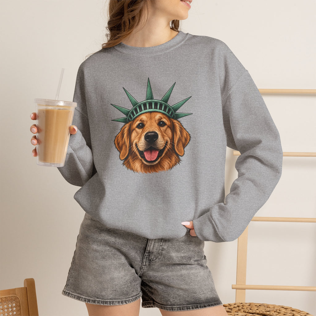 Golden Retriever Statue of Liberty Sweatshirt