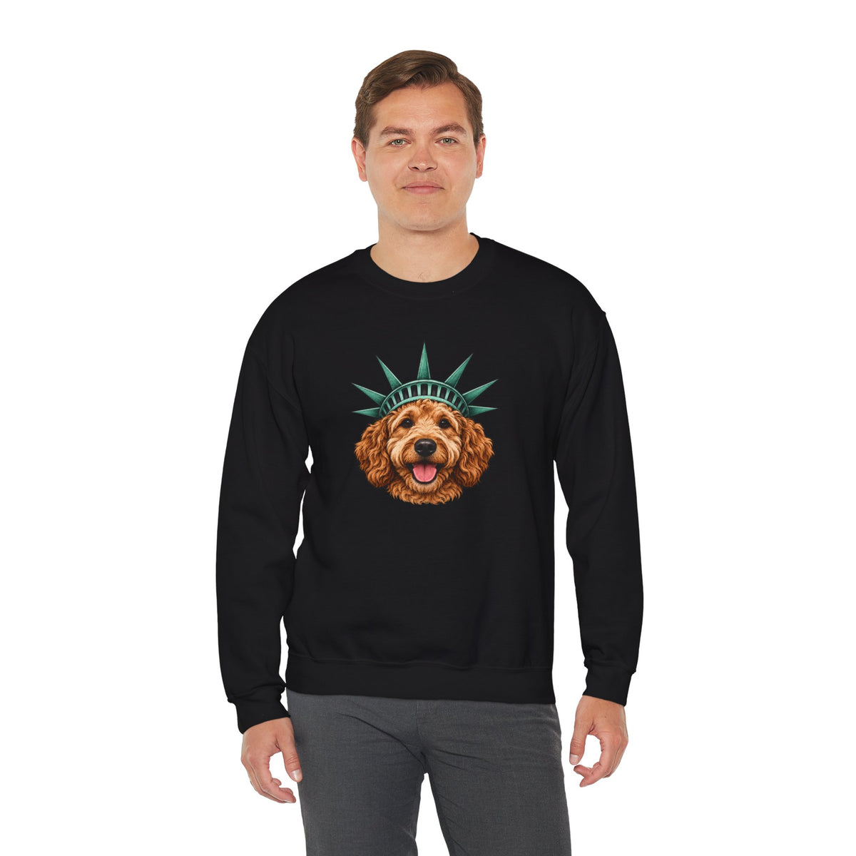 Goldendoodle Statue of Liberty Sweatshirt