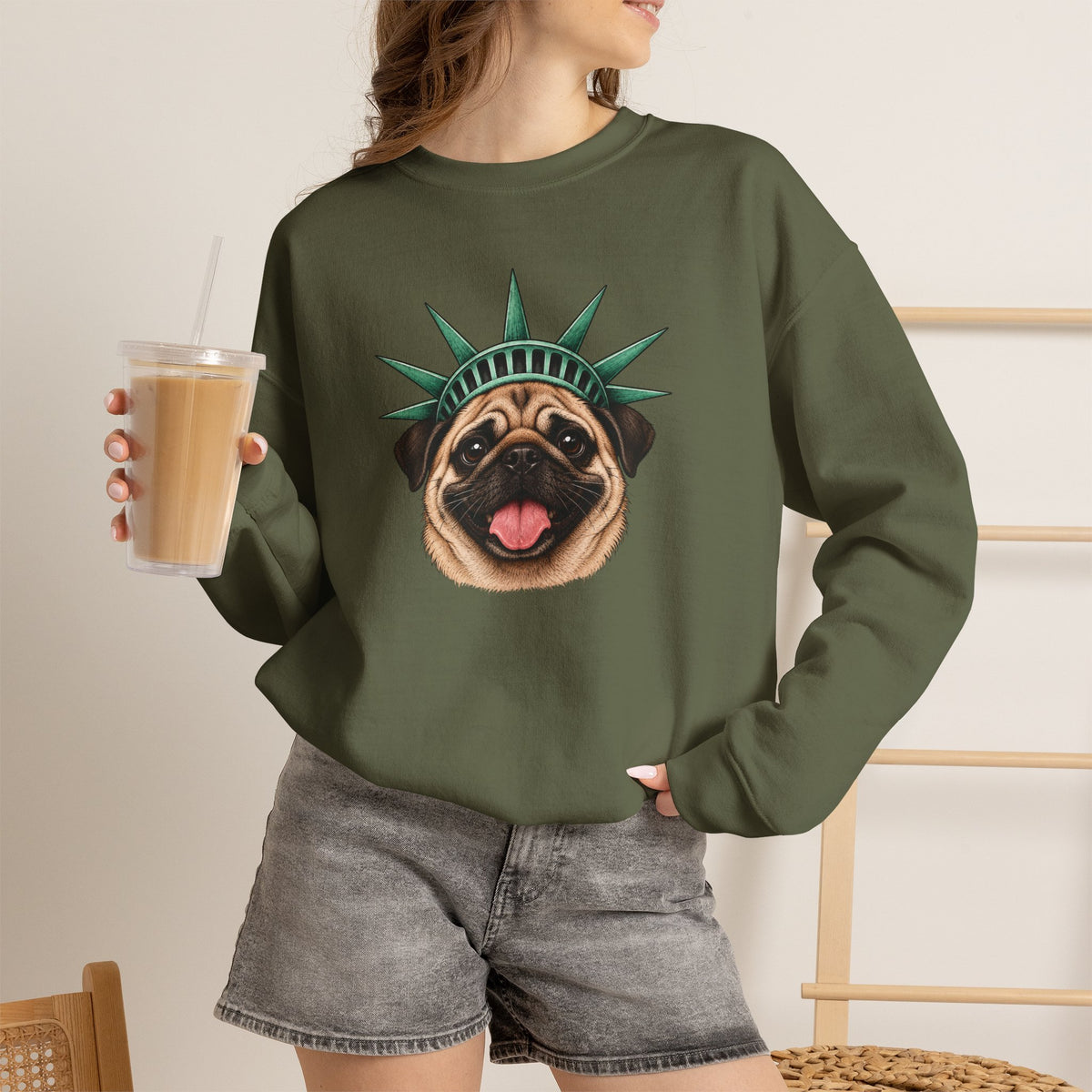 Pug Statue of Liberty Sweatshirt