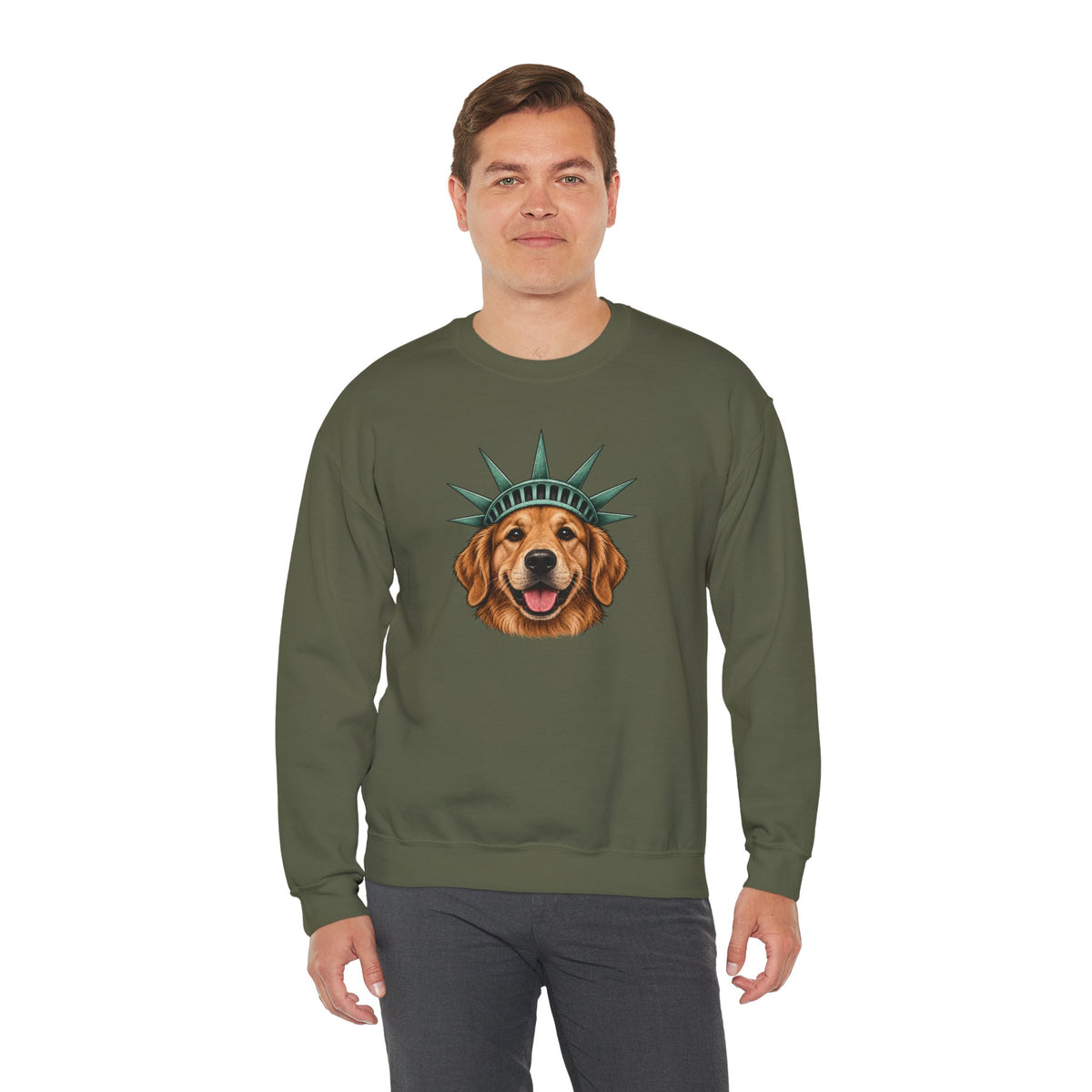 Golden Retriever Statue of Liberty Sweatshirt