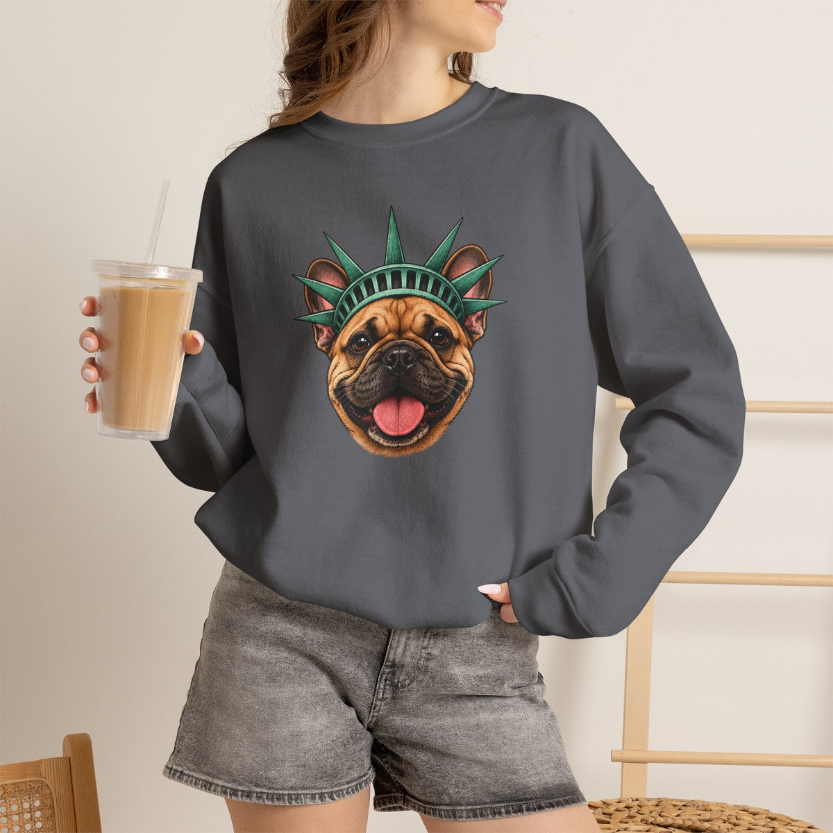 French Bulldog Statue of Liberty Sweatshirt