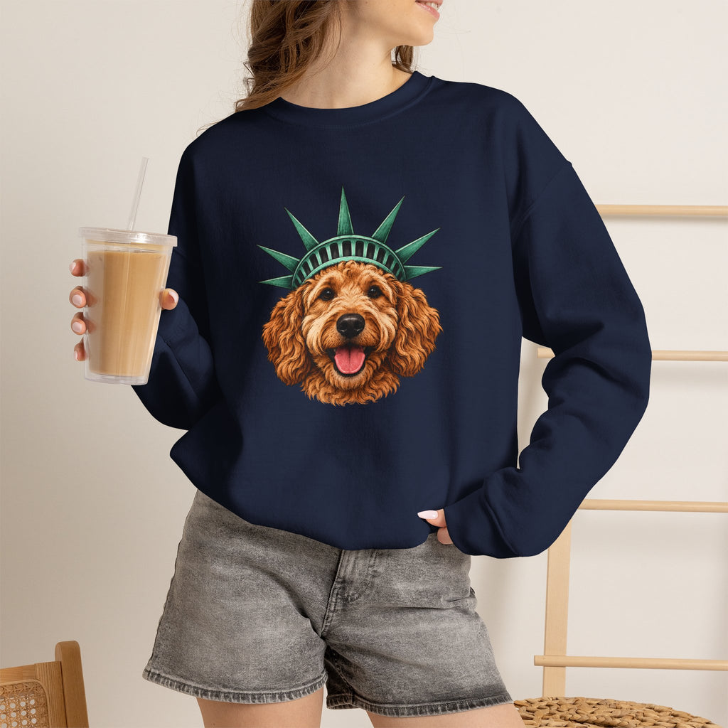 Goldendoodle Statue of Liberty Sweatshirt
