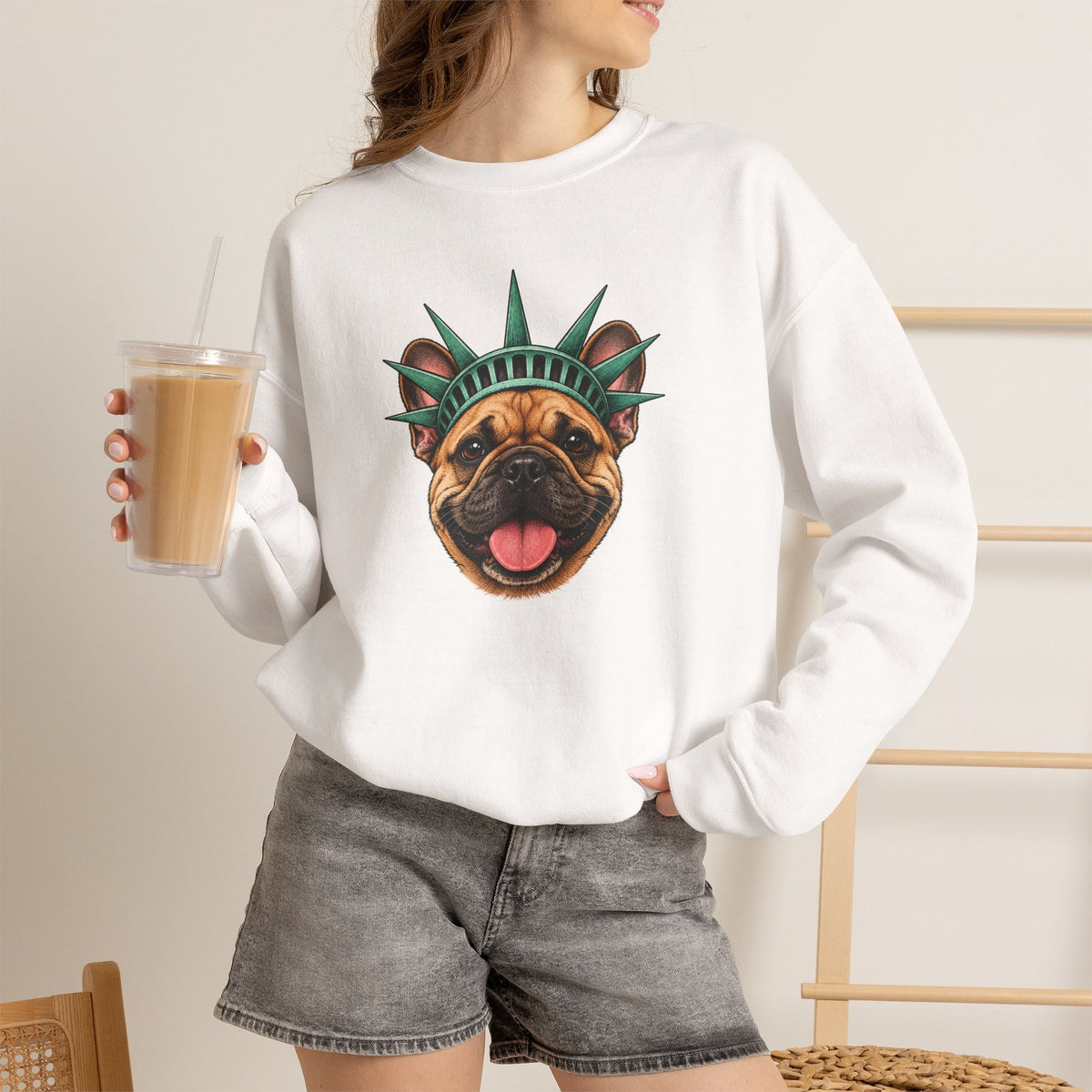 French Bulldog Statue of Liberty Sweatshirt