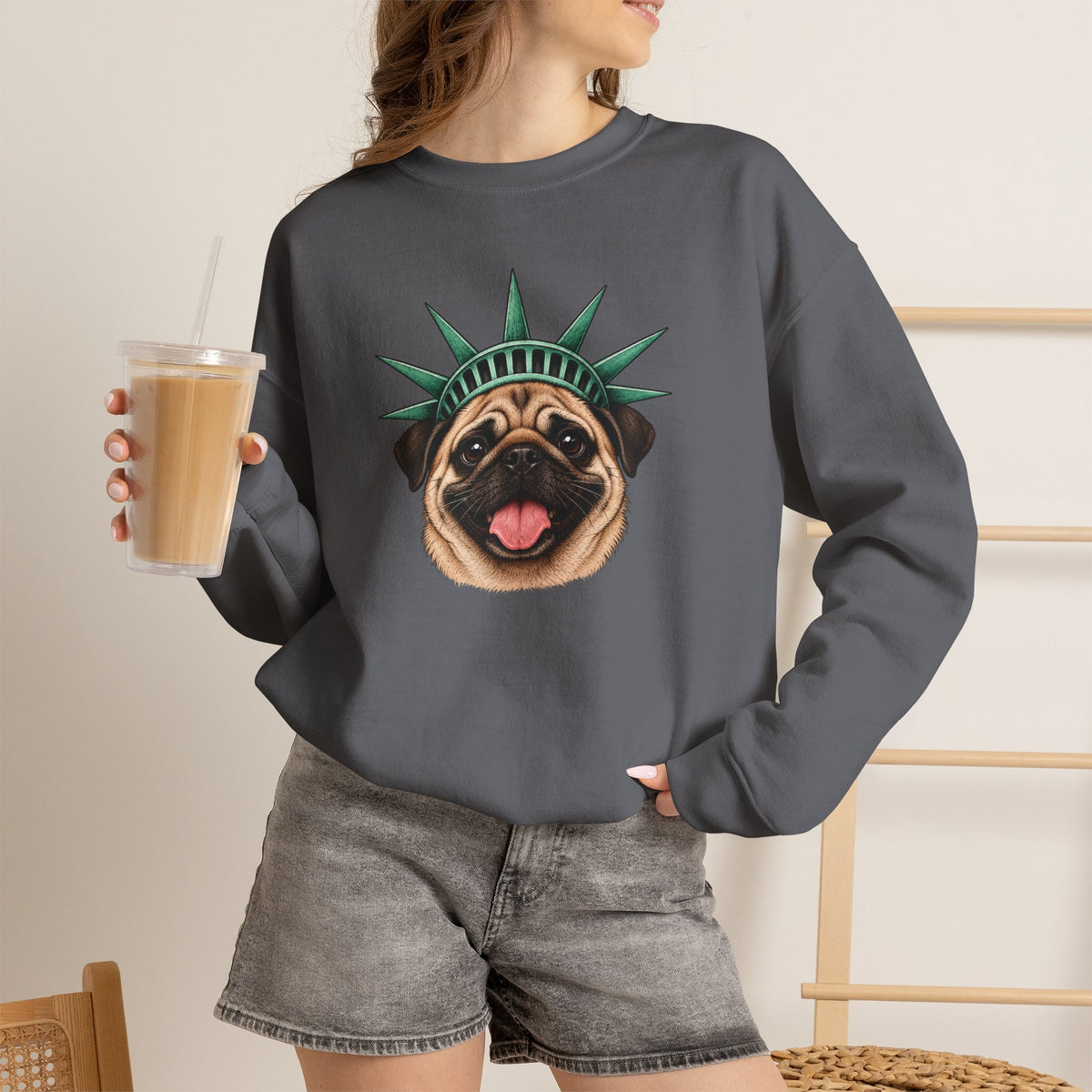 Pug Statue of Liberty Sweatshirt