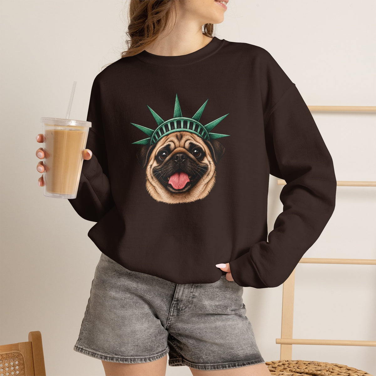 Pug Statue of Liberty Sweatshirt